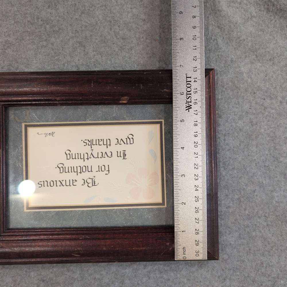 Framed Art Be Anxious for Nothing Give Thanks Philippians‎ 4:6 Hand Painted - Picture 3 of 4
